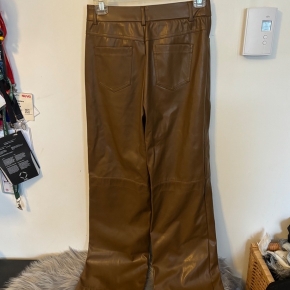 Faux leather brown wide pants - Picture 3 of 3